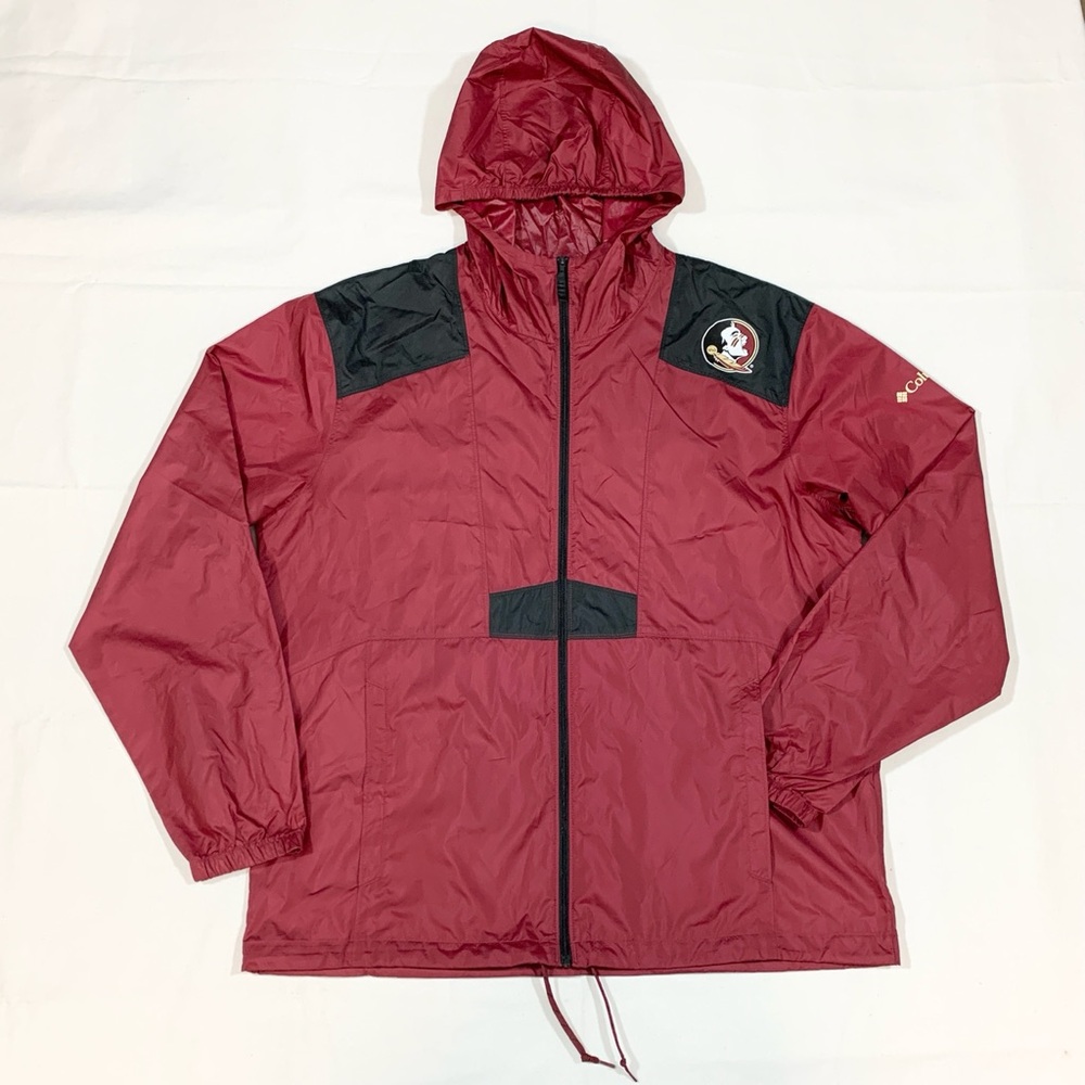 Columbia Mens L Florida State Seminoles WindBreaker Rain Full Zip Jacket Hooded